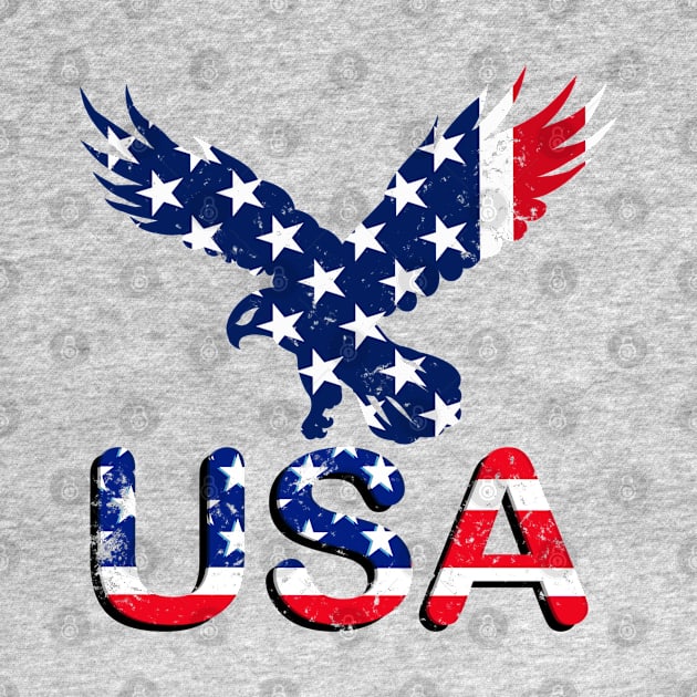 USA American Flag Typography Patriotic American  Vintage retro T-Shirt for Men, Women & Kids by Whisky1111